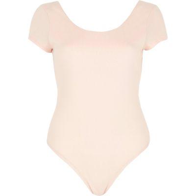 River Island Womens Rib Cap Sleeve Scoop Neck Bodysuit