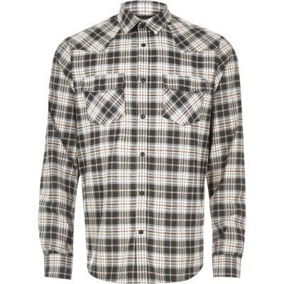 River Island Mens Check Flannel Western Shirt