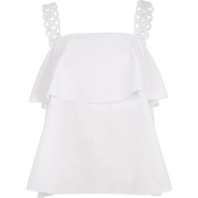 River Island Womens White Crochet Strap Top