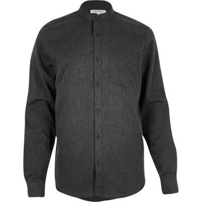 River Island Mens Waffle Grandad Collar Shirt