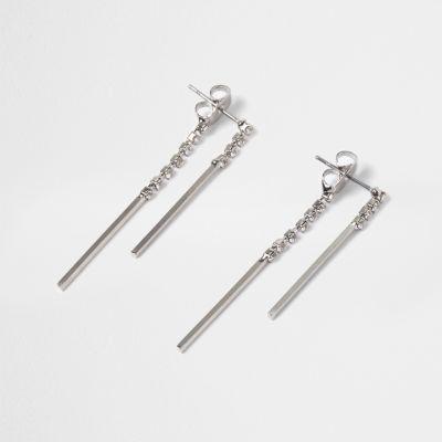 River Island Womens Silver Tone Pave Drop Dangle Earrings