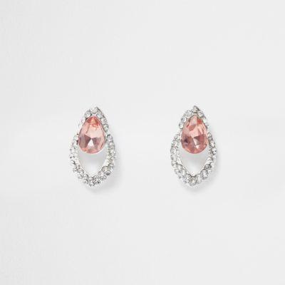 River Island Womens Silver Tone Diamant Gem Drop Earrings