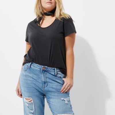 River Island Womens Plus Scoop Neck T-shirt
