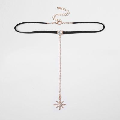 River Island Womens Rose Gold Tone Star Drop Choker