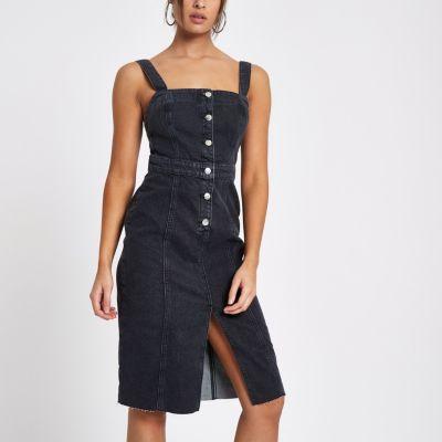River Island Womens Fitted Button Through Denim Midi Dress