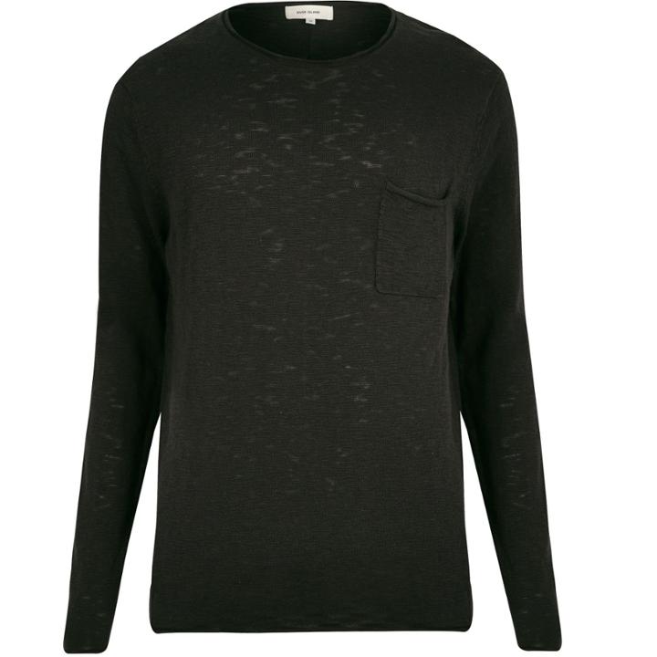 River Island Mensblack Long Sleeve T-shirt
