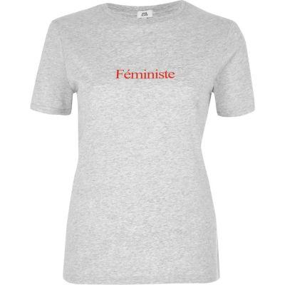 River Island Womens 'feministe' Fitted Short Sleeve T-shirt