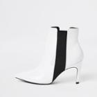 River Island Womens White Elastic Stiletto Heel Boots