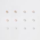 River Island Womens Gold Color Rhinestone Stud Earrings Pack