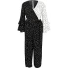 River Island Womens Block Polka Dot Frill Culotte Jumpsuit