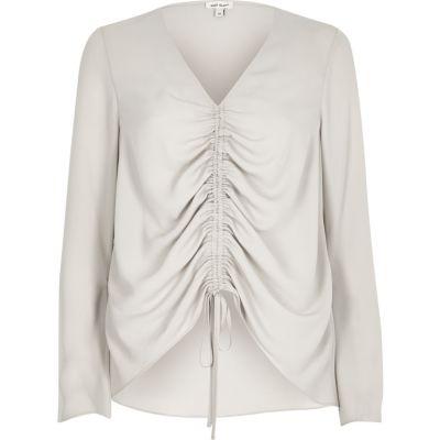 River Island Womens Ruched Front Split Sleeve Blouse