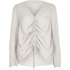 River Island Womens Ruched Front Split Sleeve Blouse