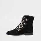 River Island Womens Leather Buckle Detail Boots