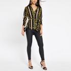River Island Womens Baroque Print Tie Waist Blouse