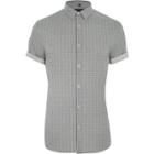 River Island Mens Geo Muscle Fit Short Sleeve Shirt