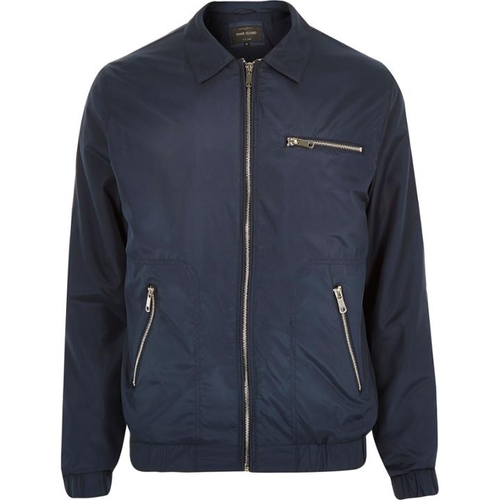 River Island Mensnavy Collar Bomber Jacket