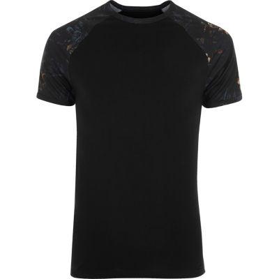 River Island Mens Floral Raglan Sleeve Muscle Fit T-shirt