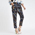 River Island Womens Chain Print Tie Waist Tapered Trousers