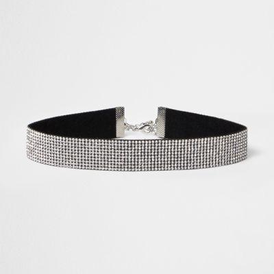 River Island Womens Silver Tone Heatseal Rhinestone Choker