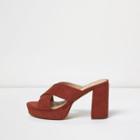 River Island Womens Crossover Platform Mules