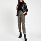 River Island Womens Leopard Print Paperbag Jeans