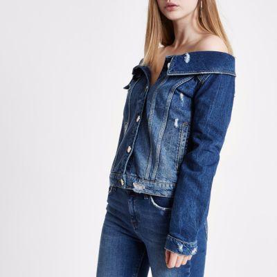 River Island Womens Ripped Denim Jacket