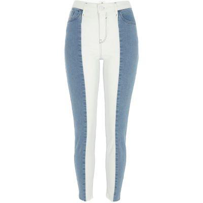 River Island Womens White Amelie Stripe Super Skinny Jeans