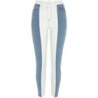 River Island Womens White Amelie Stripe Super Skinny Jeans