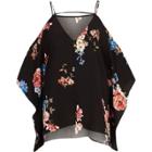 River Island Womens Floral Cold Shoulder Cape Sleeve Top