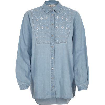 River Island Womens Denim Embellished Shirt