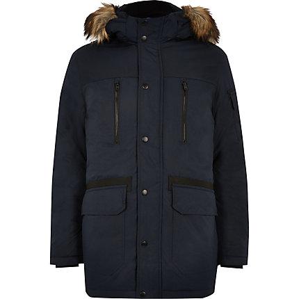 Mens Jack And Jones Faux Fur Hooded Parka