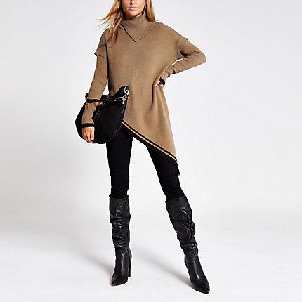 River Island Womens Asymmetric Long Sleeve Roll Neck Jumper