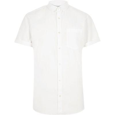 River Island Mensbig & Tall White Short Sleeve Oxford Shirt