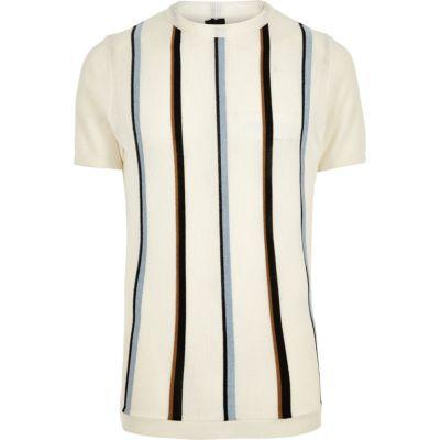 River Island Mens Knit Stripe Slim Fit T-shirt