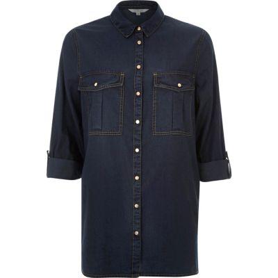 River Island Womens Dark Wash Denim Shirt
