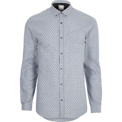 River Island Mens Paisley Long Sleeve Slim Fit Shirt