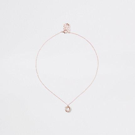 River Island Womens Rose Gold Plated Cubic Zirconia Necklace