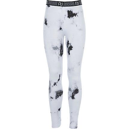 River Island Girls Ri Active White Marble Print Leggings