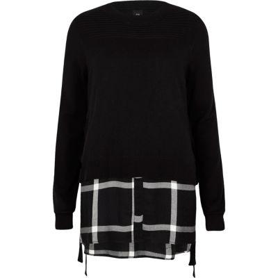 River Island Womens Tie Side Sweater Check Shirt Underlay