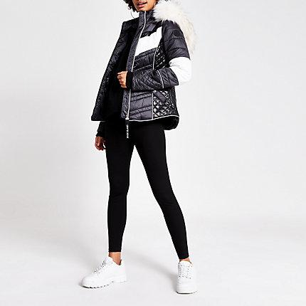 River Island Womens Chevron Colour Block Fitted Padded Coat