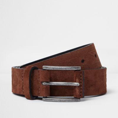 River Island Mens Suede Aztec Print Belt