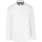 River Island Mens White Color Block Collar Slim Shirt