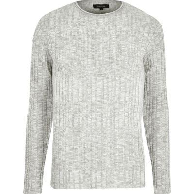 River Island Mens Big And Tall Raw Edge Muscle Fit Jumper
