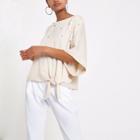 River Island Womens Pearl Embellished Knot Side T-shirt