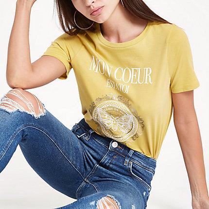 River Island Womens 'mon Coeur' Fitted T-shirt