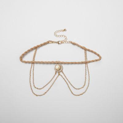 River Island Womens Plait Drape Chain Filigree Choker