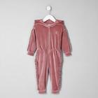 River Island Mini Girls Velvet Hooded Onesie