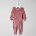 River Island Mini Girls Velvet Hooded Onesie