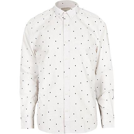 River Island Mens Minimum White Rain Drop Classic Shirt