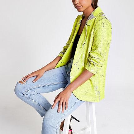 River Island Womens Neon Sequin Blazer